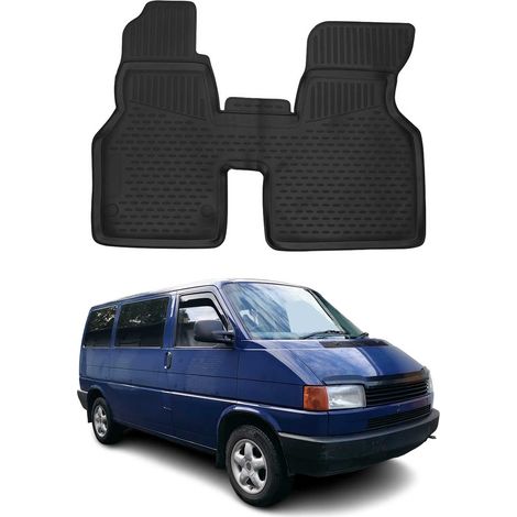 Tapis de Sol Compatible avec VW Transporter T4 1990-2003 1ère rangée Caoutchouc 3D Noir 2X (1/5)