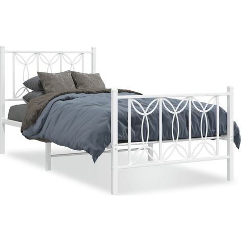 Maison Exclusive - Giroletto con Testiera e Pediera Metallo Bianco 90x190 cm