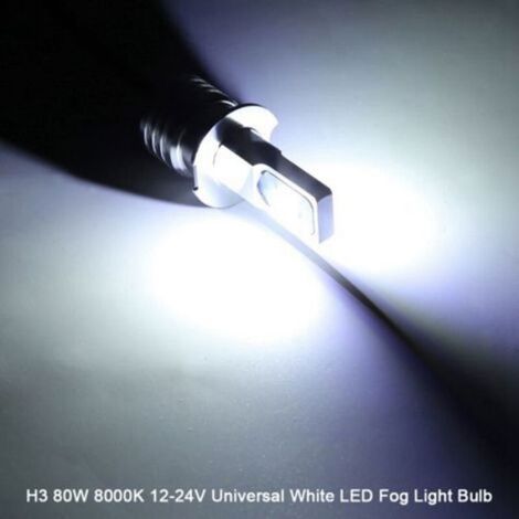 Ampoule H3, 80 W, 8000 K, boîtier en aluminium, ampoule universelle pour feux de brouillard, éclairage blanc pour voiture (1/5)