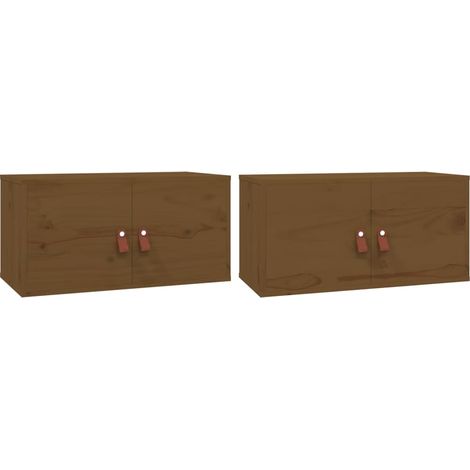Lot de 2 Armoires De Chambre - Armoires murales Marron miel 60x30x30cm Bois de pin massif fr10063 - Maison La Vie (1/5)