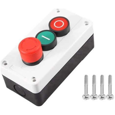 Pulsante di arresto di emergenza momentaneo NF/NO, interruttore rosso e verde, 600 V, 10 A (1/5)