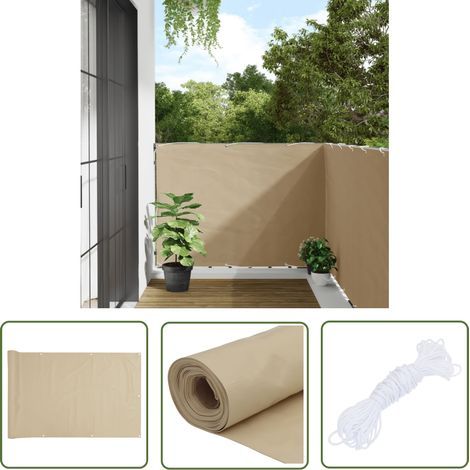 The Living Store Écran de balcon Beige 120x300 cm Tissu Oxford - Écran De Balcon - Intimité Balcon - Parasol Balcon - Voile D'ombrage - Protection Solaire (1/5)