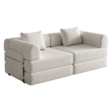 Canapé lit 2 en 1 en chenille avec compartiment de rangement dans l'accoudoir trois structures métalliques (1/5)