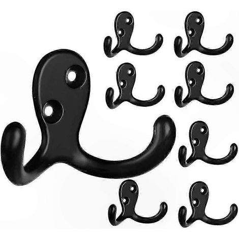 Doppelte Wandhaken für Mäntel und Handtücher, matte Oberfläche, kompakte Doppelhakenleiste für Schlüssel und Accessoires, platzsparend. (1/5)