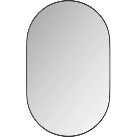 Miroir mural ovale élégant avec armoire encastrée en métal pour salle de bains, noir (1/5)