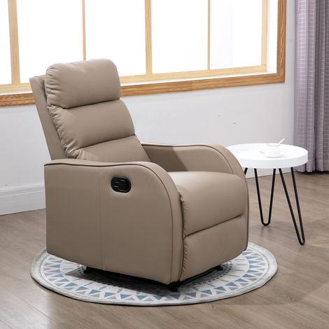 Sillón Relax Reclinable Sofá Relax Tapizado en PU con Reposapiés Retráctil para Dormitorio Salón 65x89x100 cm Marrón (1/5)