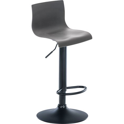 Taburete de bar con reposapiés giratorio y respaldo curvado en plástico gris y metal negro 100004934 (1/5)