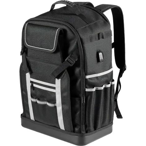 Sac à dos à outils, 56 poches, conception robuste, noir (1/2)