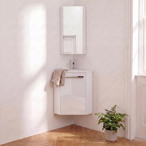 Eckwaschbecken + Wasserhahn + SKINO-Schrank (1/5)