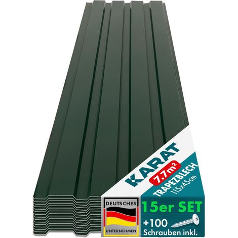 Trapezblech Wand- & Dachverkleidung Profilblech Grün 15 Stück 115 x 45 cm (1/5)