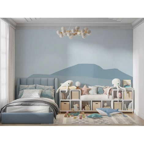 Papier Peint Montagne - Brumes Bleutées - 500 x 270 cm (1/2)