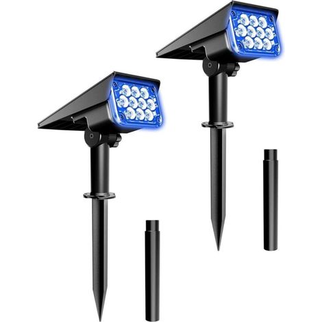 Projecteur solaire bleu de Noël - Idéal pour les jardins, allées, cours, piscines, terrasses, etc. - Lot de 2 (1/5)