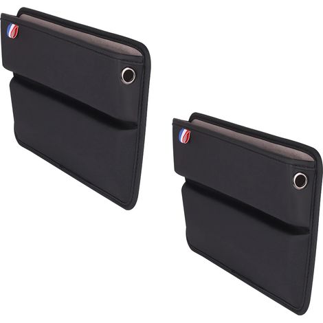 (Lot de 2) Boîte de rangement en similicuir pour voiture, avec porte-bouteille, à glisser dans la console centrale ou le siège. (1/5)