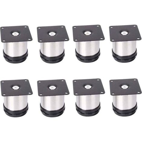verstellbare Möbelfüße aus Edelstahl, 50 mm höhenverstellbar, verstärkte Schrankfüße, Tischfüße, Möbelfüße, gebürsteter Edelstahl, höhenverstellbar 0–15 mm
