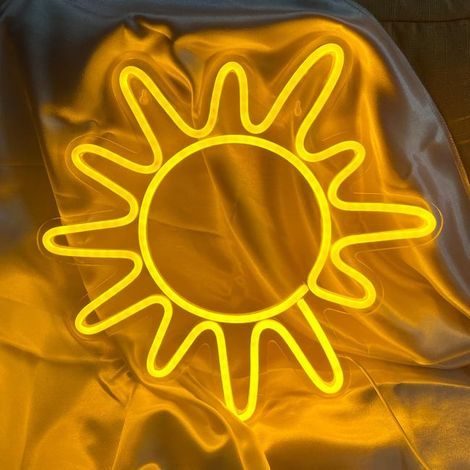 Enseigne au néon solaire,panneau esthétique jaune lever du soleil LED pour chambre à coucher enseignes murales au néon,Art mural Led pour anniversaire (1/5)