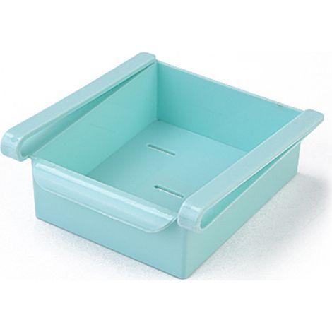 Schieberegal für den Kühlschrank, platzsparende Aufbewahrungsbox, Aufbewahrungsbox für Lebensmittel, 1 Stück (Blau)