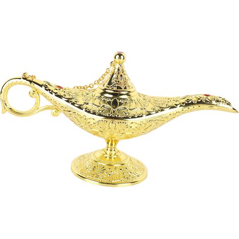Lampe arabe vintage en métal doré, décoration de table orientale pour salon, bureau, fête, porte-bonheur, ornement élégant, style rétro. (1/5)