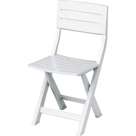 TRADE SHOP - Set 4 Pz Sedia Sedie Da Giardino Patio Da Esterno Pieghevole Bianco Resina 002235 -