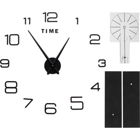 Horloge murale en acrylique, miroir sans cadre, autocollant de Surface, décor pour salon, chambre à coucher, noir, DIY bricolage (1/5)