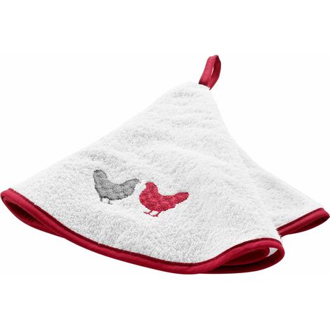 Essuie-main rond imprimé poules PLUMETTE (1/3)