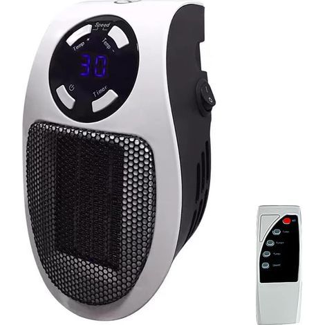 Chauffage d'appoint 500 W, mini chauffage portable pour la maison, chauffage céramique écoénergétique avec thermostat réglable, minuterie 1-12 h et température de 15-32 °C, chauffage d'appoint silenci (1/5)
