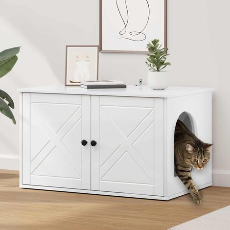 Cat House Gloss White 85 x 55 x 50.5 cm Engineered Wood vidaXL (1/5)