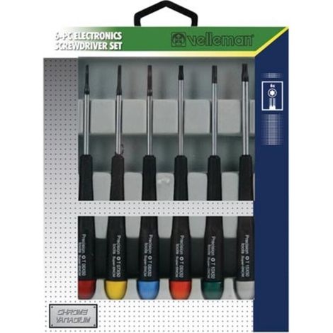 Tournevis De Précision - Torx T6 T7 T8 T9 T10 T15 - Acier Chrome-Vanadium - Embout Magnétique - Longueur Totale 130 mm - Lot De 6 (1/2)
