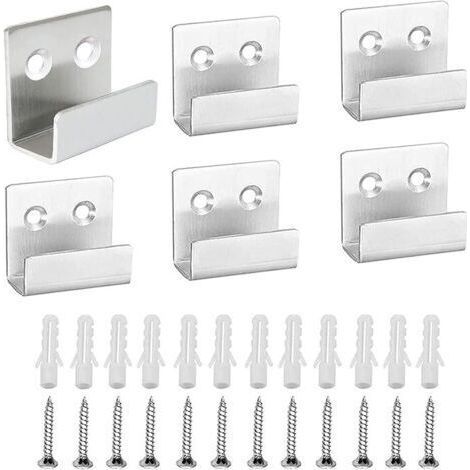 6 Pièce Crochet de Miroir en Acier Inoxydable, Crochets Robustes de Mur Argent, Crochet Mural pour Carrelage, avec 12 Vis Fixes, pour la Salle de Bain de la Cuisine Garage (Grand) (1/4)