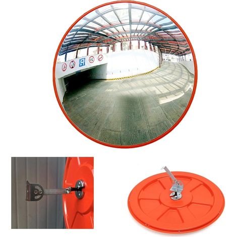 miroir de circulation convexe de 60 cm, adapté aux garages, voies et aires de stationnement, avec supports muraux réglables (1/5)