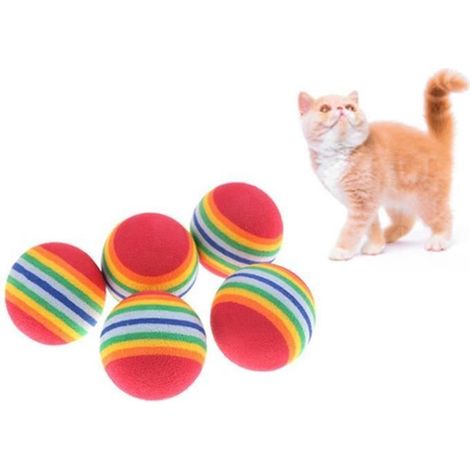 10 pcs Colorful Ball Jouets Doux Mousse Arc-en-Animal Jouets Petites Boules Pet Jouet Balle en Mousse Souple pour Chat Arc-en-Ciel (1/3)