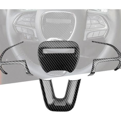 （nior）Auto-Lenkrad-Dekoration im ABS-Chrom-Carbon-Stil für Dodge Challenger 15–21