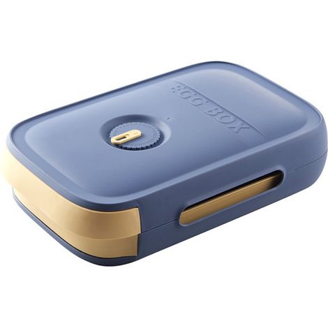 Contenitore per uova, cestello in plastica per frigorifero, 18 uova fresche impilabili, dispenser automatico, supporto per frigorifero da cucina, armadietto per uova blu (1/5)