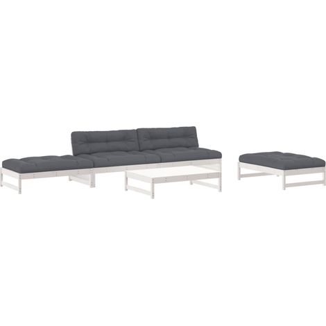 Maison Exclusive - Set Divani da Giardino 5pz con Cuscini in Legno Massello Bianco