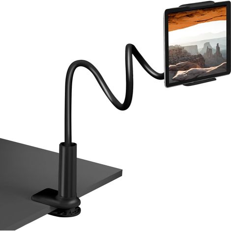 Youyijia Tablet Halterung für Tisch, Verstellbare Tablet Ständer Flexibler Schwanenhals Arm Halterung im Bett mit 360°-Drehung Tablet Halter für iPad/Handy/Kindle Fire HD/Switch (Schwarz, 2pcs) (1/5)