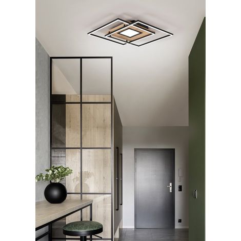 Plafonnier moderne LED 36W 50cm laiton/noir Trio VIA (1/3)