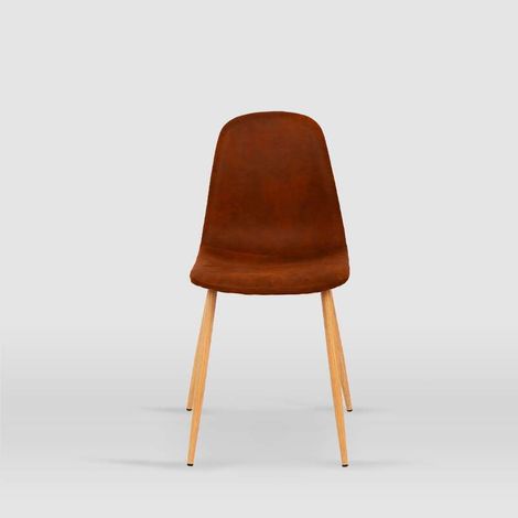 Pack de 4 sillas modelo Margot tapizadas en textil avellana, 45cm(ancho ) 86cm(altura) 53.5cm(fondo) (1/3)
