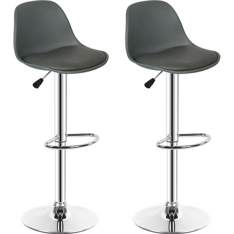 Skecten 2 x Taburetes de Bar/Taburetes de Cocina, Silla de Bar Tapizada PU, Altura Ajustable y rotación de 360° - Gris (1/5)