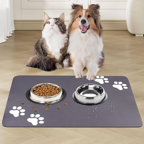 Tapis Gamelle Chien Chat, 60x40cm, Antidérapant Séchage Rapide, Absorbant, Pour Animaux de Compagnie (1/5)