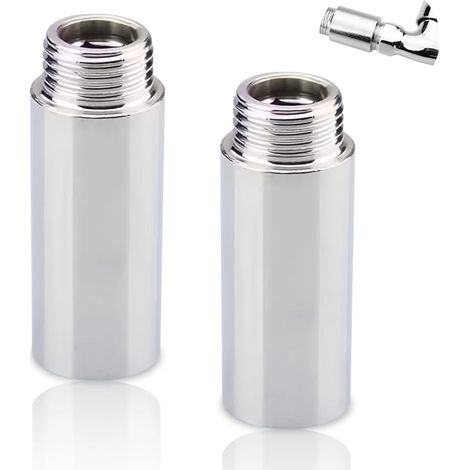 Lot de 2 rallonges de robinet 1/2" x 100 mm, 1/2" IG x 1/2" AG G1/2", rallonge filetée DN15, rallonge de pommeau de douche, valves d'angle (1/5)