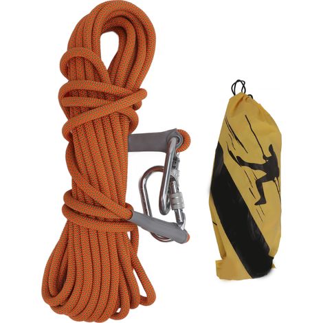 Corde d'escalade de 10.5mm, équipement d'alpinisme Orange de sauvetage à haute résistance pour la spéléologie d'évasion (1/5)