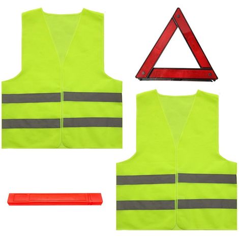 Kit triangle de signalisation et gilets de sécurité réfléchissants 360° pour voiture (1/5)