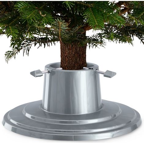Supporto per albero di Natale, base per albero, contenitore per acqua, 1 litro, argento (1/5)
