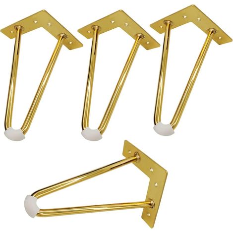 Patas para muebles, 25 cm, chapadas en oro, para mesas de centro, armarios bajos, soportes de TV, patas de metal de estilo industrial, juego de 4 (1/5)