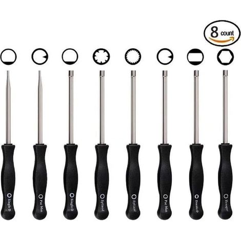 8 tournevis de réglage de carburateur, tête en acier inoxydable, kit complet avec boîte et aiguilles de nettoyage, pour moteurs 2 temps (1/5)