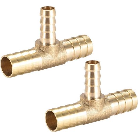 12mm x 8mm x 12mm Raccord Cannelé Tuyau Laiton Réducteur Barbelé Forme T 3 Voie Barbelé Connecteur Air Eau Carburant Gaz 2Pcs (1/3)