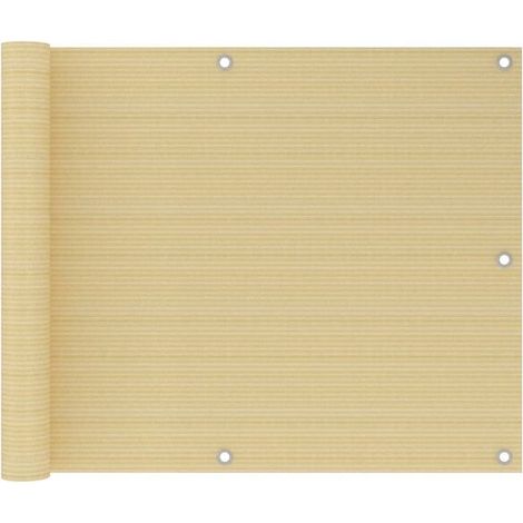 Paravent de balcon beige, 75x300 cm, en polyéthylène haute densité. (1/5)