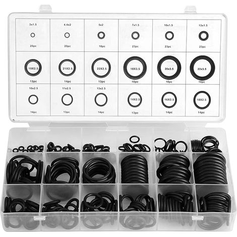 Sortiment von 279 Gummi-O-Ringen, 18 Größen, O-Ring-Set für Kfz-Schläuche, Hydraulik mit Aufbewahrungskoffer, Thermoöl, Gas usw. (1/5)