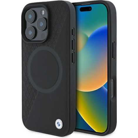 BMW BMHMP16X23RTPK iPhone 16 Pro Max 6.9" negro/negro funda rígida Sign Leather Half Textured And Circle MagSafe (1/5)