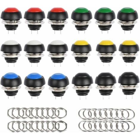 18 Pièces Bouton Interrupteur Loquet En Plastique Diy 12Mm Mini Bouton Étanche Bouton Poussoir 6 Couleurs Commutateurs Momentanés (1/5)