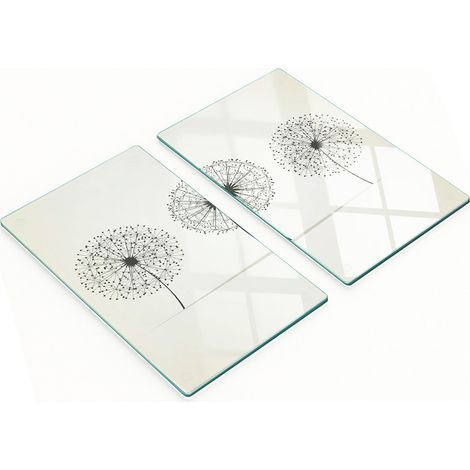 Planches décoratives multifonctions de cuisine en verre trempé, motif pissenlit, 2 x 30 x 52 cm (1/5)